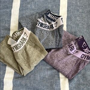 3 Gymshark Women's Leggings Set - Khaki, Navy, Purple